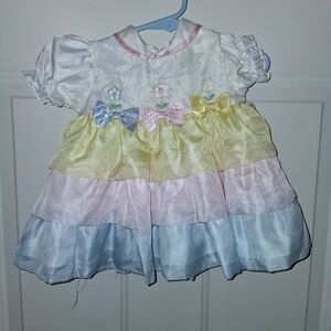 Vintage Pastel Baby Dress with Bows